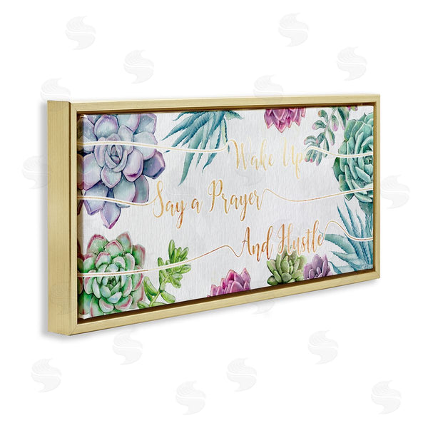 Stupell Industries Ziwei Li | Wake Up Pray Hustle Blooming Succulent Florals
