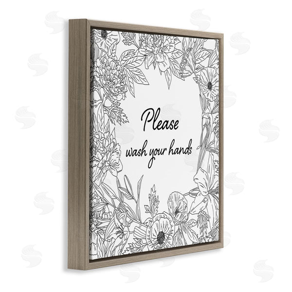 Stupell Industries Ziwei Li | Wash Your Hands Bathroom Sign Spring Floral Border Wall Art