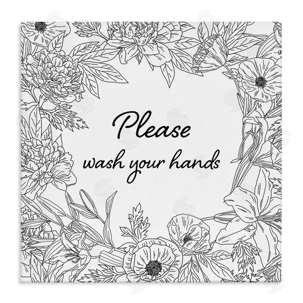 stupell industries Ziwei Li | Wash Your Hands Bathroom Sign Spring Floral Border Wall Art