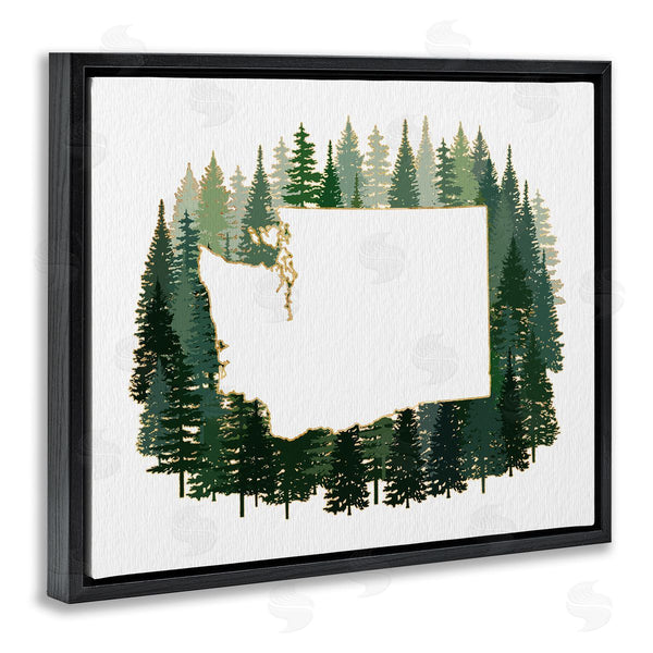 Stupell Industries Ziwei Li | Washington State Outline Pine Trees Green Forest