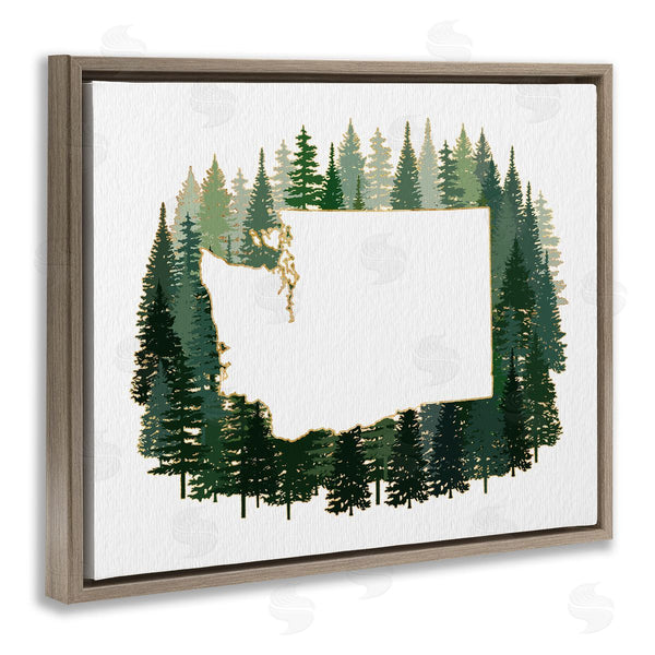 Stupell Industries Ziwei Li | Washington State Outline Pine Trees Green Forest