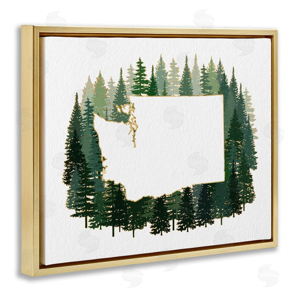 Stupell Industries Ziwei Li | Washington State Outline Pine Trees Green Forest