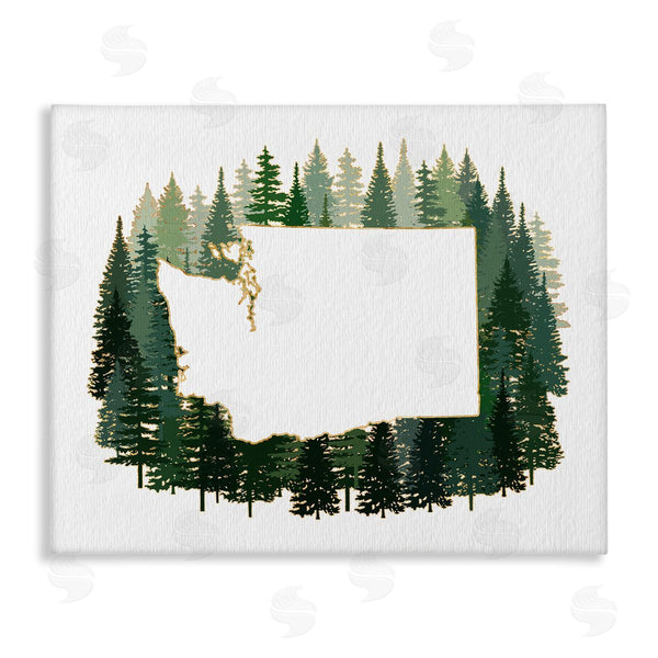 stupell industries Ziwei Li | Washington State Outline Pine Trees Green Forest
