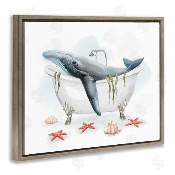 Stupell Industries Ziwei Li | Whale In Nautical Tub Seafoam Starfish Shells Wall Art