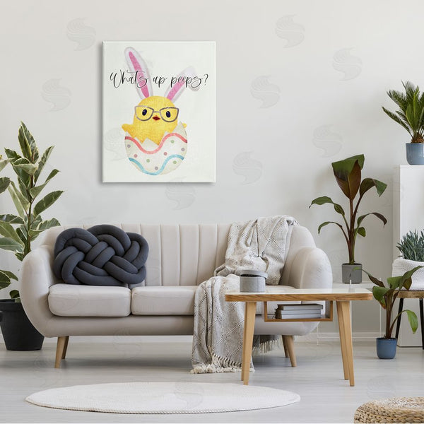 Stupell Industries Ziwei Li | What's Up Peeps Funny Easter Phrase Hatched Chick Wall Art