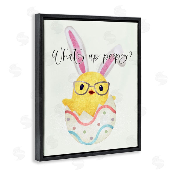 Stupell Industries Ziwei Li | What's Up Peeps Funny Easter Phrase Hatched Chick Wall Art