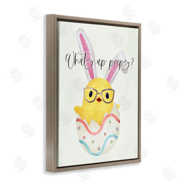 Stupell Industries Ziwei Li | What's Up Peeps Funny Easter Phrase Hatched Chick Wall Art
