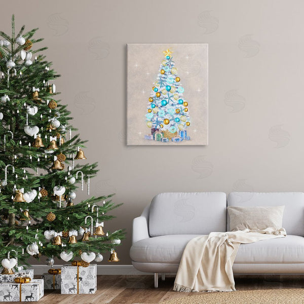 Stupell Industries Ziwei Li | White Decorated Christmas Tree Wall Art