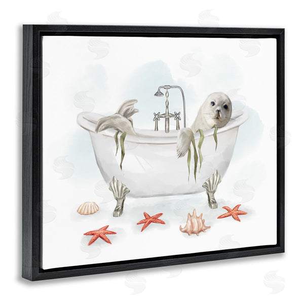 Stupell Industries Ziwei Li | White Harp Seal Ocean Inspired Bath Animal Wall Art