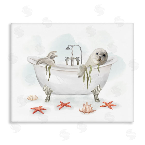 stupell industries Ziwei Li | White Harp Seal Ocean Inspired Bath Animal Wall Art