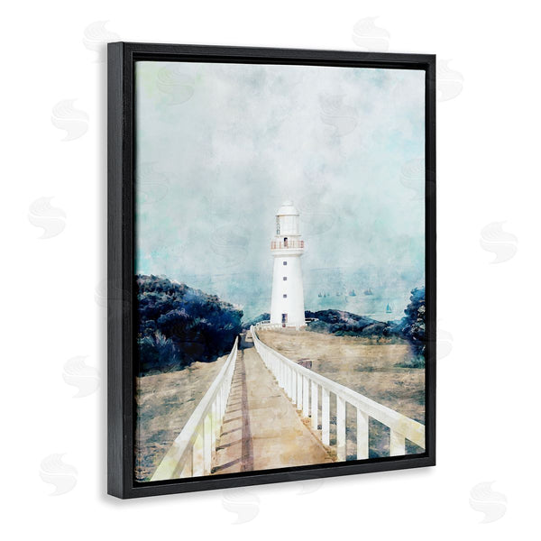 Stupell Industries Ziwei Li | White Lighthouse & Rustic Boardwalk
