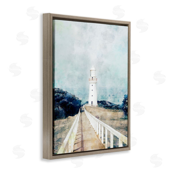 Stupell Industries Ziwei Li | White Lighthouse & Rustic Boardwalk