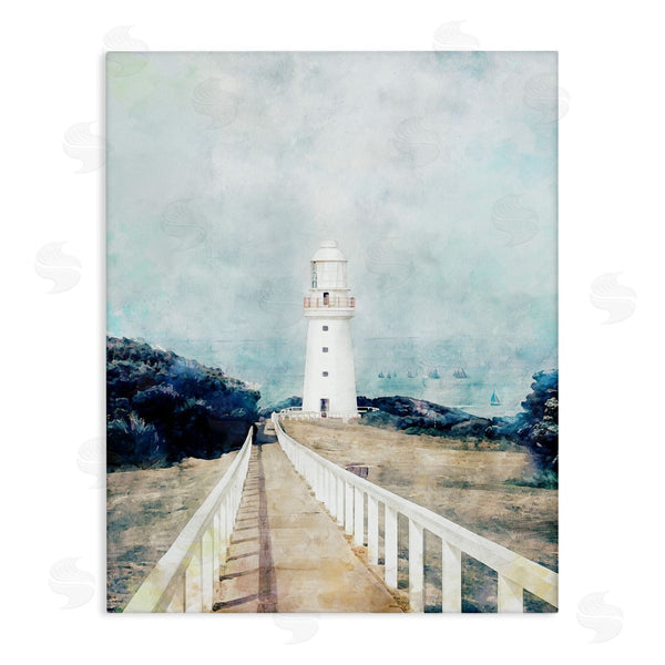 stupell industries Ziwei Li | White Lighthouse & Rustic Boardwalk