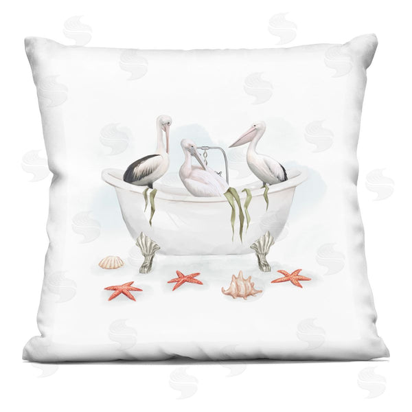 stupell industries Ziwei Li | White Pelican Birds Vintage Bathtub Nautical Shells Printed Throw Pillow