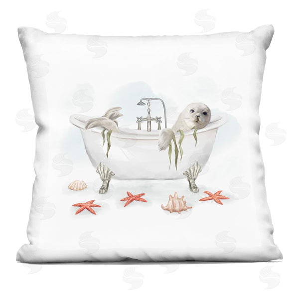 stupell industries Ziwei Li | White Sea Otter Nautical Vintage Tub Printed Throw Pillow