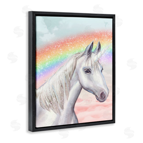Stupell Industries Ziwei Li | White Unicorn Under Sparkle Rainbow Cloudy Sky Wall Art