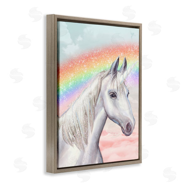 Stupell Industries Ziwei Li | White Unicorn Under Sparkle Rainbow Cloudy Sky Wall Art