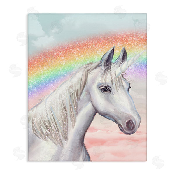 stupell industries Ziwei Li | White Unicorn Under Sparkle Rainbow Cloudy Sky Wall Art