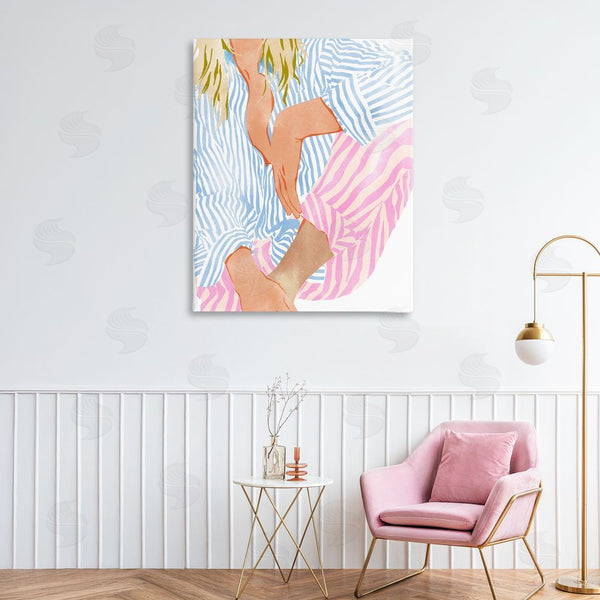 Stupell Industries Ziwei Li | Woman In Pastel Stripes Wall Art