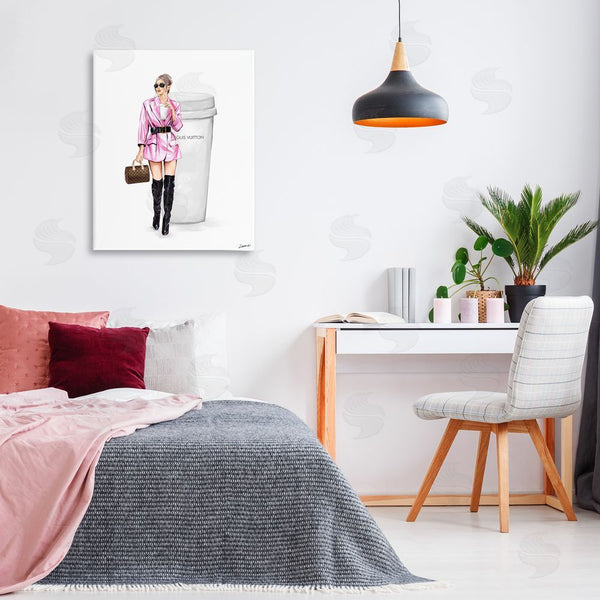 Stupell Industries Ziwei Li | Woman In Pink With Coffee Wall Art