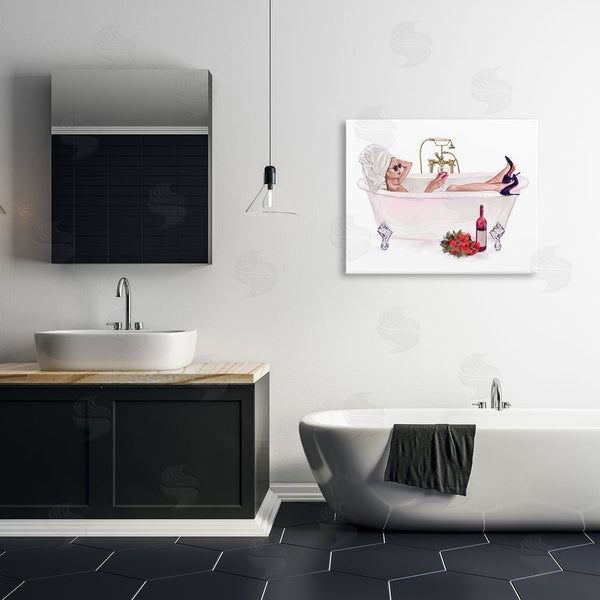 Stupell Industries Ziwei Li | Woman With Wine Bath Wall Art