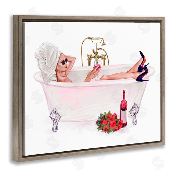 Stupell Industries Ziwei Li | Woman With Wine Bath Wall Art