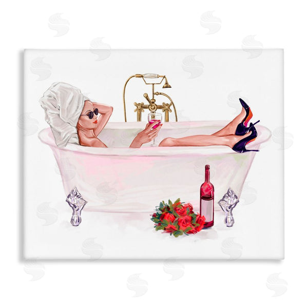 stupell industries Ziwei Li | Woman with Wine Bath Wall Art