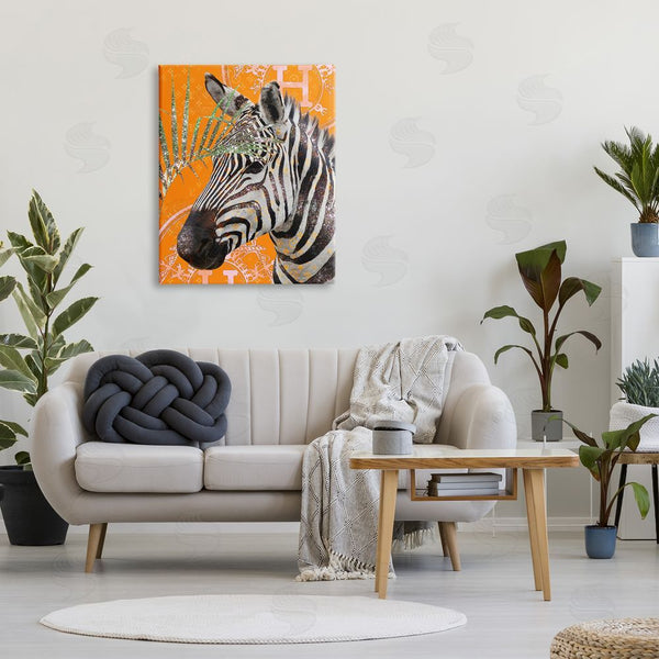 Stupell Industries Ziwei Li | Zebra Stripes Symbol Pattern Glam Detail Leaf Wall Art
