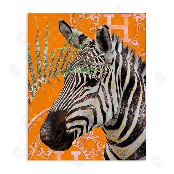 stupell industries Ziwei Li | Zebra Stripes Symbol Pattern Glam Detail Leaf Wall Art