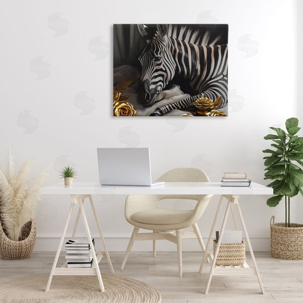 Stupell Industries Ziwei Li | Zebra With Gold Flowers Wall Art