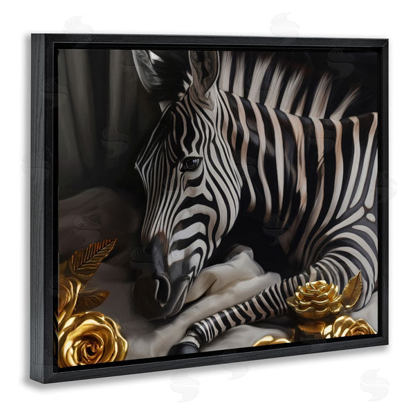 Stupell Industries Ziwei Li | Zebra With Gold Flowers Wall Art