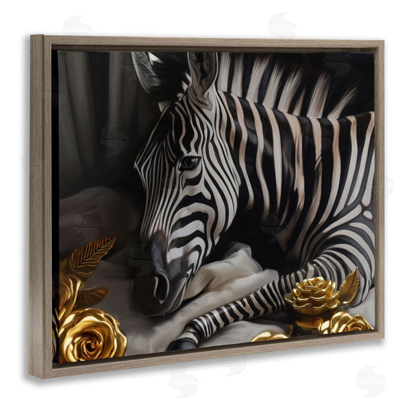 Stupell Industries Ziwei Li | Zebra With Gold Flowers Wall Art